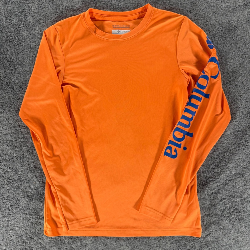Columbia PFG Terminal Tackle Long Sleeve Shirt Medium 10/12 Orange Omni-Wick
